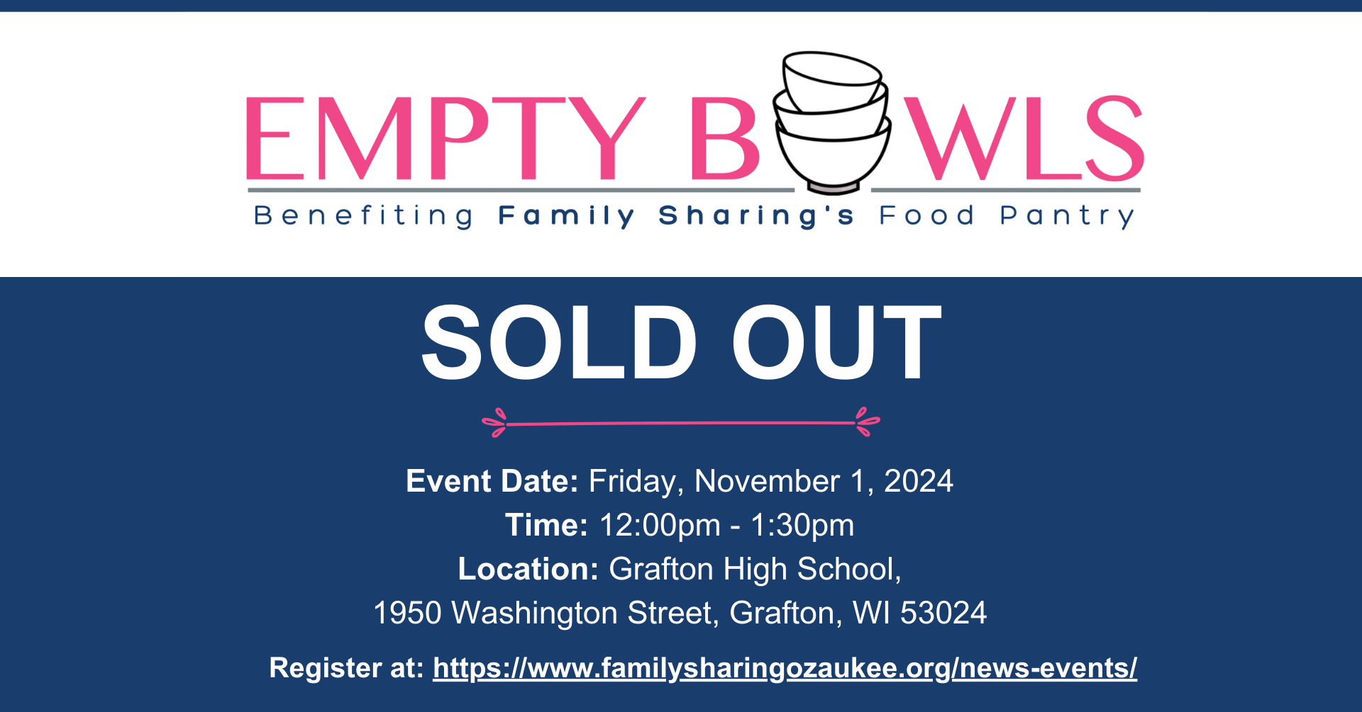 EMPTY BOWLS REGISTRATION NOW OPEN